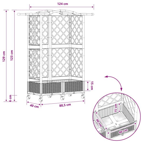 Повдигнато легло с решетка и покривка Кафяво 124 x 40 x 129 см