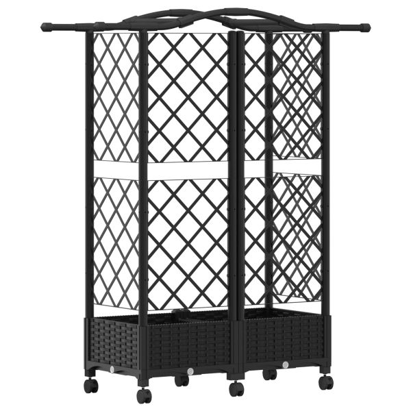 Повдигнато легло с решетка и покривка Черно 124 x 40 x 129 см