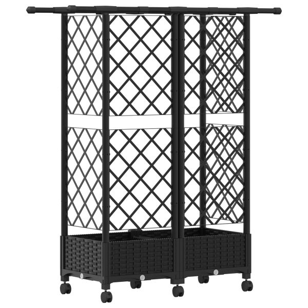 Повдигнато легло с решетка и покривка Черно 124 x 40 x 127 см