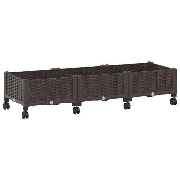 Градинска саксия с колела Кафяво 120 x 40 x 29 см ПП