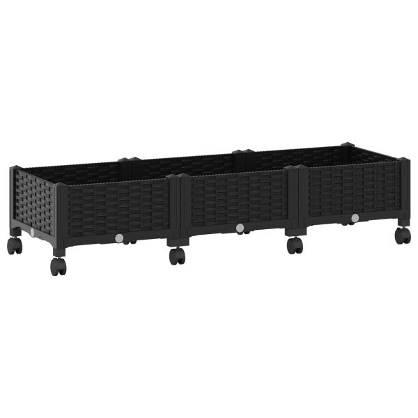 Градинска саксия с колела Черно 120 x 40 x 29 см ПП