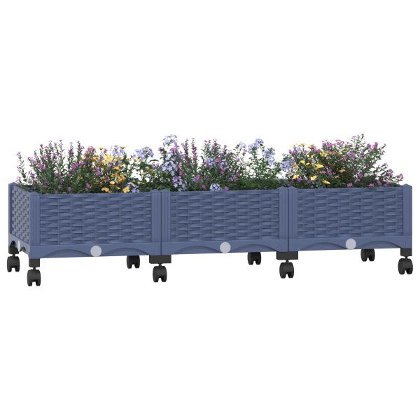 Градинска саксия с колела Синьо сиво 120 x 40 x 33 см ПП