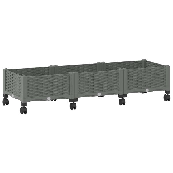 Градинска саксия с колела Светлосиво 120 x 40 x 33 см ПП