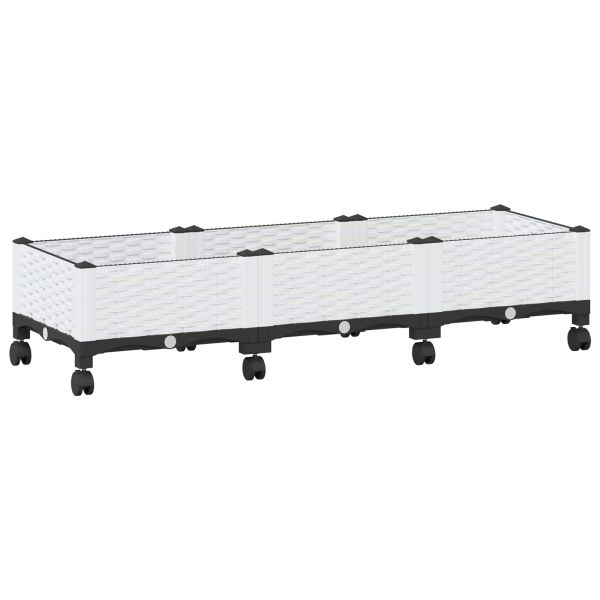 Градинска саксия с колела Бяло 120 x 40 x 33 см ПП