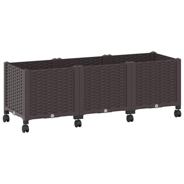 Градинска саксия с колела Кафяво 120 x 40 x 44 см ПП