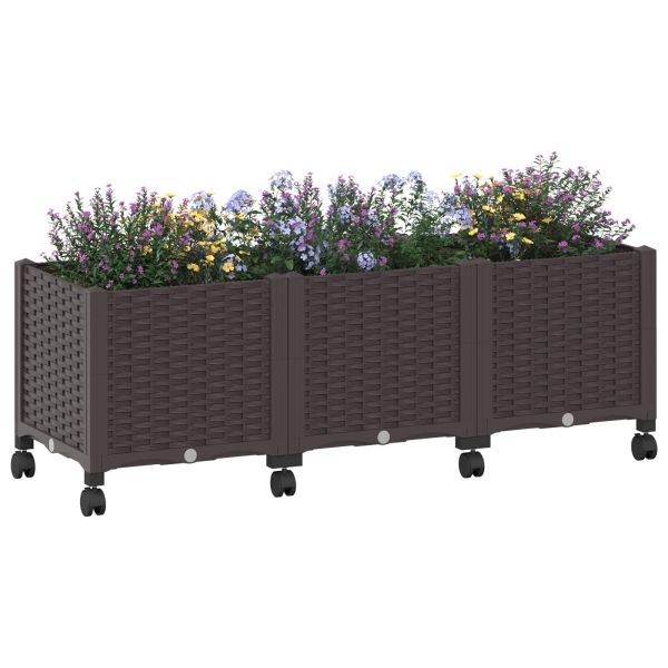 Градинска саксия с колела Кафяво 120 x 40 x 44 см ПП