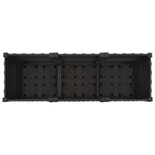 Градинска саксия с колела Черно 120 x 40 x 44 см ПП