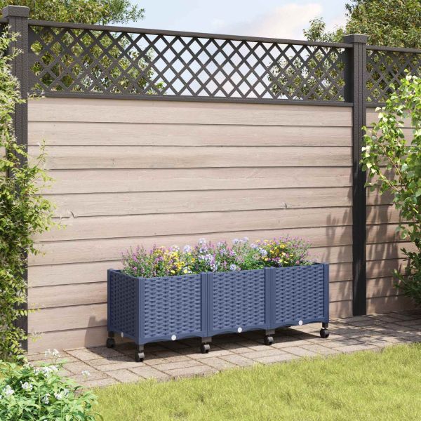 Градинска саксия с колела Синьо сиво 120 x 40 x 48 см ПП