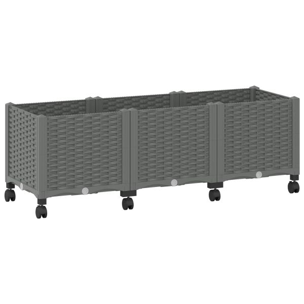 Градинска саксия с колела Светлосиво 120 x 40 x 48 см ПП