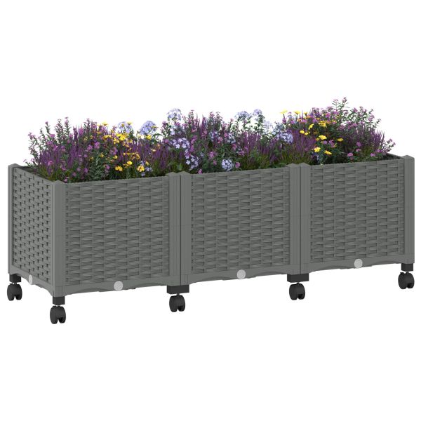 Градинска саксия с колела Светлосиво 120 x 40 x 48 см ПП