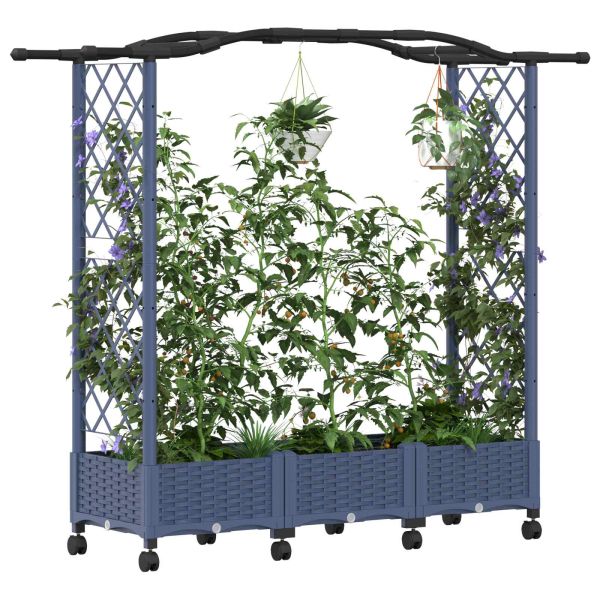 Повдигнато легло с решетка и покривка Сиво 169 x 40 x 129 см ПП