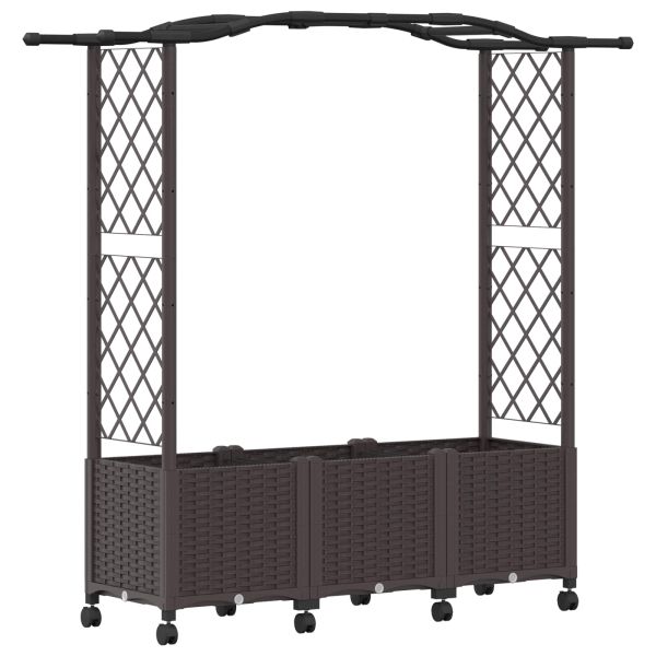 Повдигнато легло с решетка и покривка Кафяво 164 x 40 x 144 см