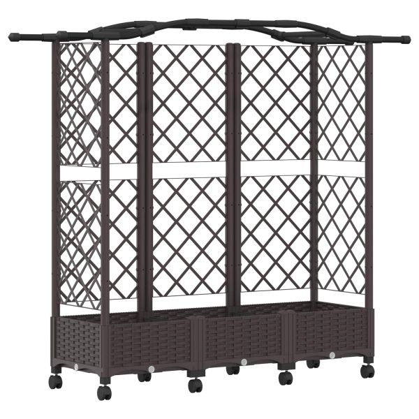 Повдигнато легло с решетка и покривка Кафяво 163 x 40 x 129 см