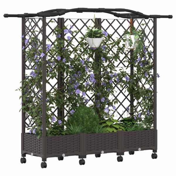 Повдигнато легло с решетка и покривка Кафяво 163 x 40 x 129 см
