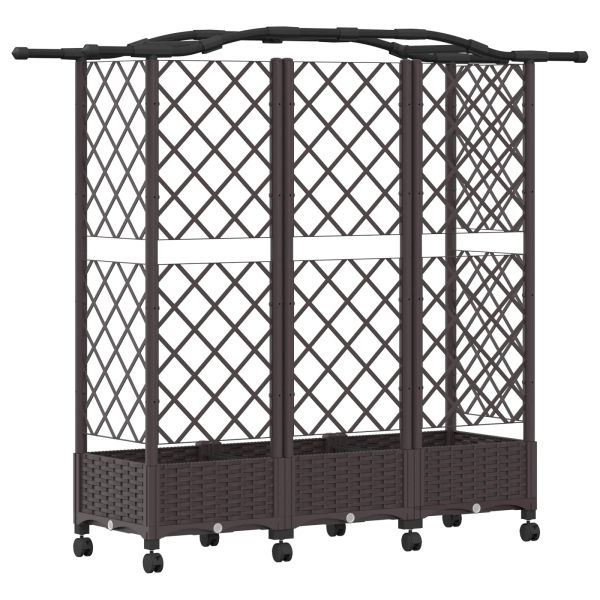 Повдигнато легло с решетка и покривка Кафяво 163 x 40 x 129 см