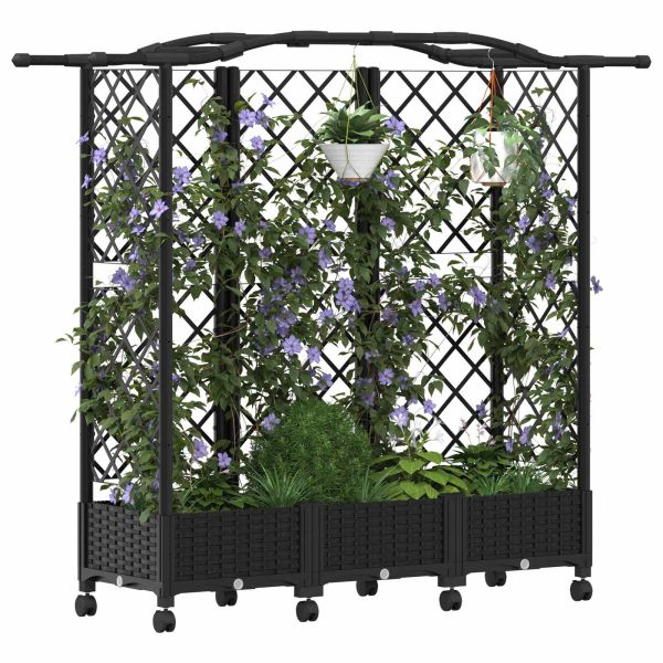Повдигнато легло с решетка и покривка Черно 163 x 40 x 129 см