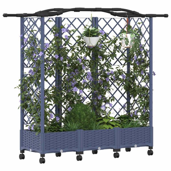 Повдигнато легло с решетка и покривка Сиво 163 x 40 x 129 см ПП