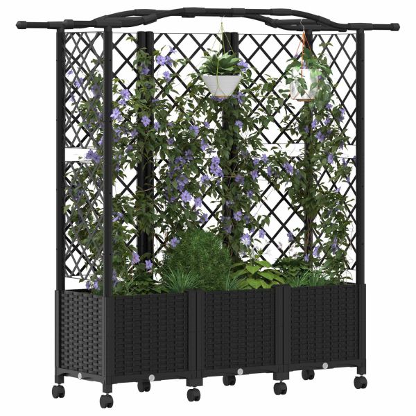 Повдигнато легло с решетка и покривка Черно 163 x 40 x 144 см