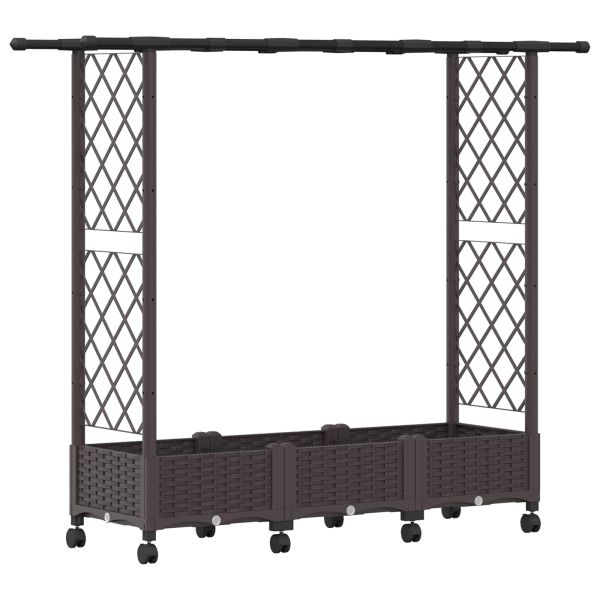 Повдигнато легло с решетка и покривка Кафяво 164 x 40 x 127 см