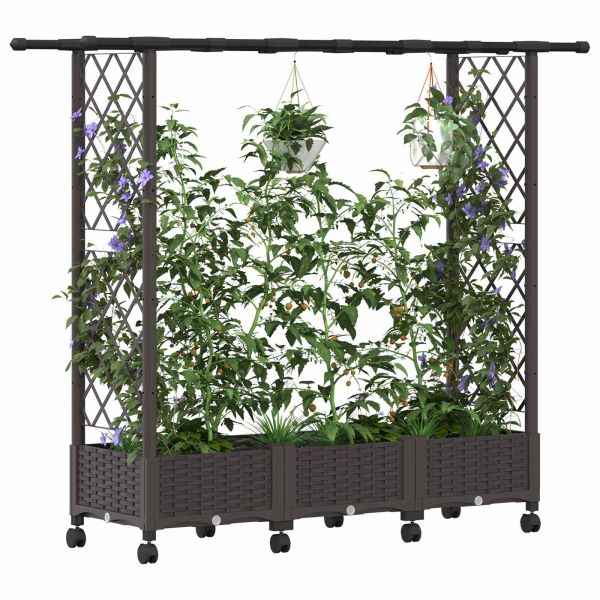 Повдигнато легло с решетка и покривка Кафяво 164 x 40 x 127 см