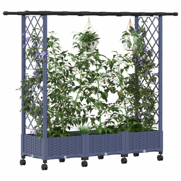 Повдигнато легло с решетка и покривка Сиво 164 x 40 x 127 см ПП