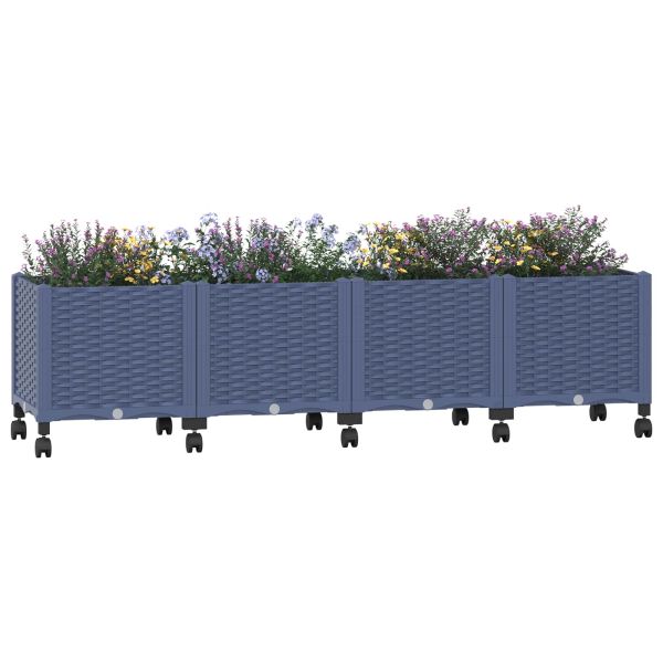 Градинска саксия с колела Синьо сиво 160 x 40 x 48 см ПП