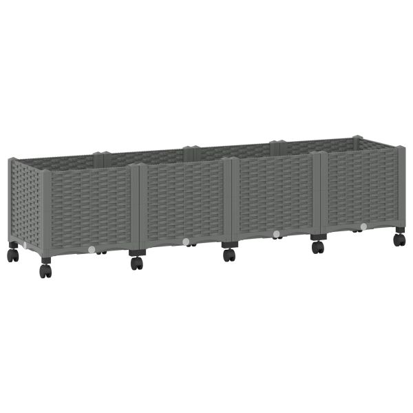 Градинска саксия с колела Светлосиво 160 x 40 x 48 см ПП