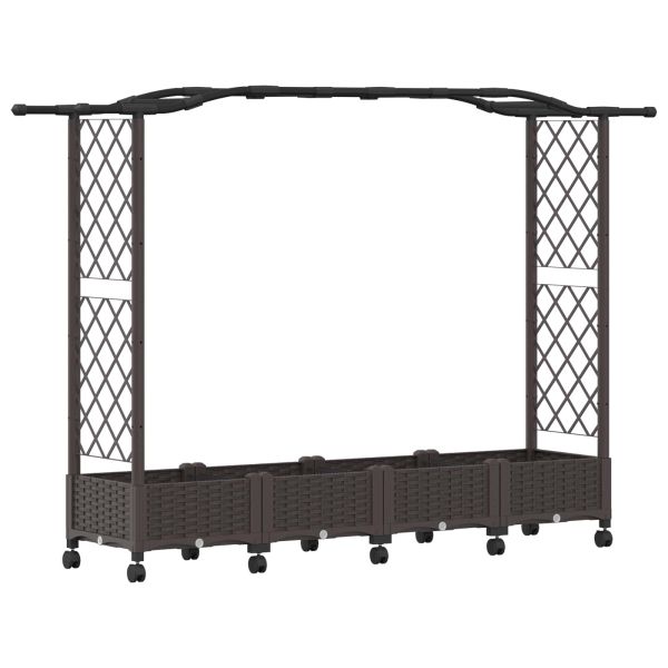 Повдигнато легло с решетка и покривка Кафяво 207 x 40 x 129 см