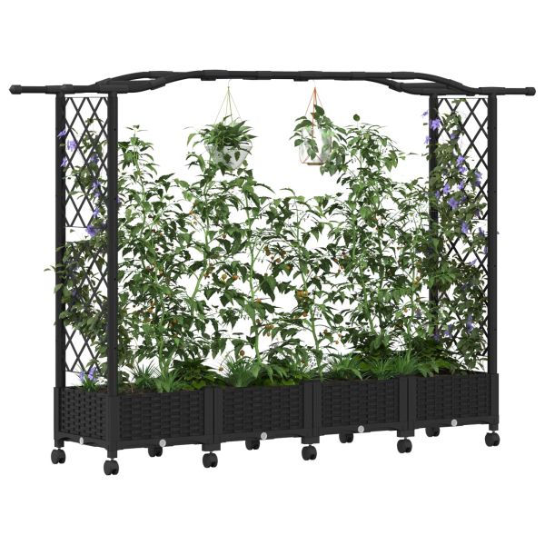 Повдигнато легло с решетка и покривка Черно 207 x 40 x 129 см