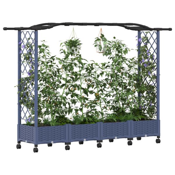 Повдигнато легло с решетка и покривка Сиво 207 x 40 x 129 см ПП