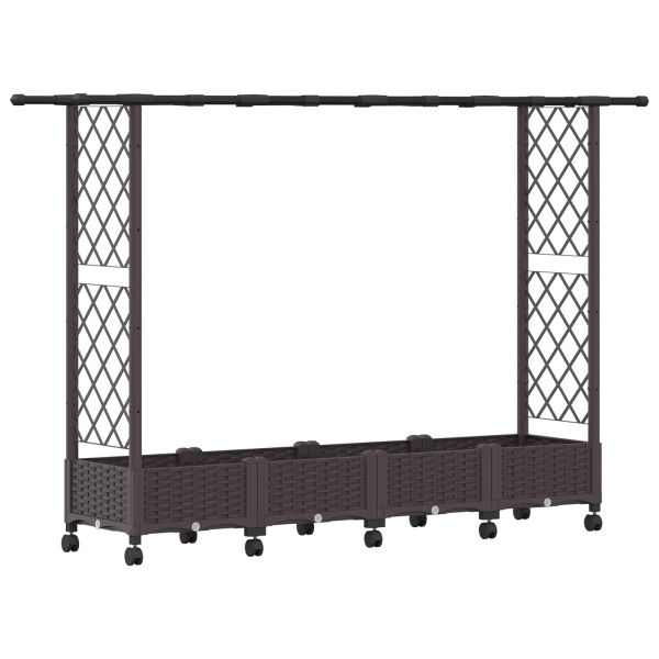 Повдигнато легло с решетка и покривка Кафяво 203 x 40 x 127 см