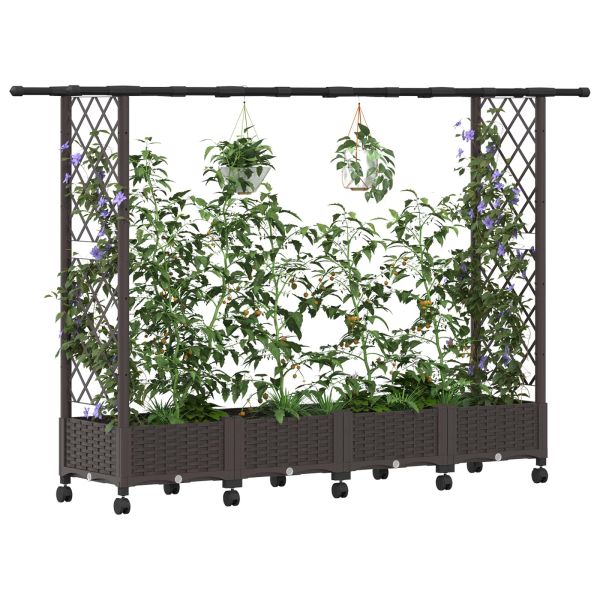 Повдигнато легло с решетка и покривка Кафяво 203 x 40 x 127 см