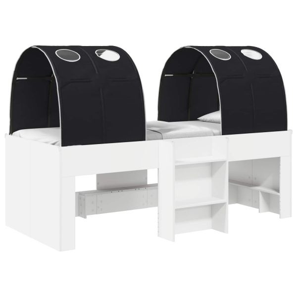 Легло с тунел 4 pcs Бяло и черно Инженерна дървесина