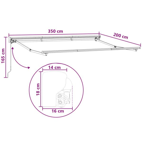 Електрически разтегателен навес Пясък 3,5 x 2 m