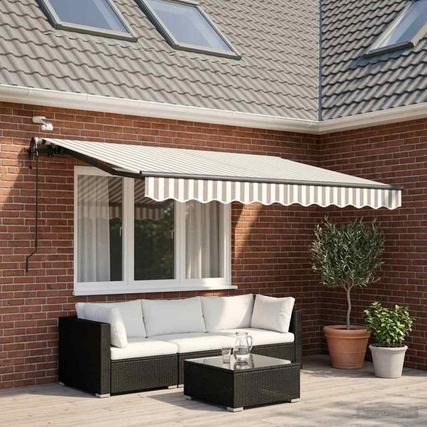 Прибираща се тента Светлосив и бял 300 x 250 cm Полиестер