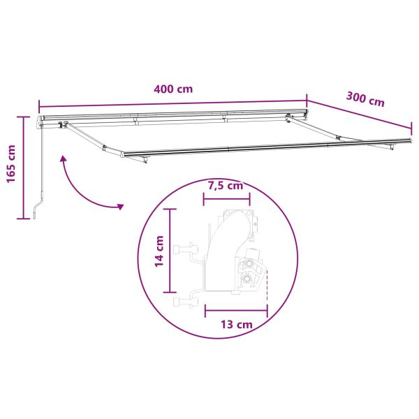 Прибираща се тента Светлосив и бял 400 × 300 cm