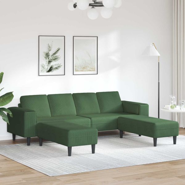 Диван Тъмен зелен 250 x 188 x 76 см Кордюрова тъкан