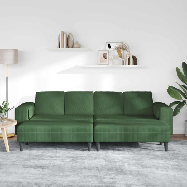 Диван Тъмен зелен 250 x 188 x 76 см Кордюрова тъкан