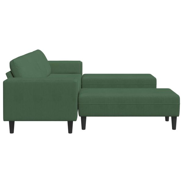 Диван Тъмен зелен 250 x 188 x 76 см Кордюрова тъкан