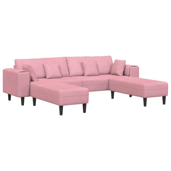 Диван 3 pcs Розово 250 x 188 x 76 см Кадифе