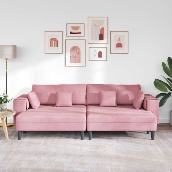 Диван 3 pcs Розово 250 x 188 x 76 см Кадифе