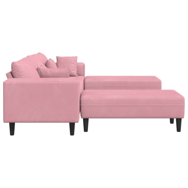 Диван 3 pcs Розово 250 x 188 x 76 см Кадифе