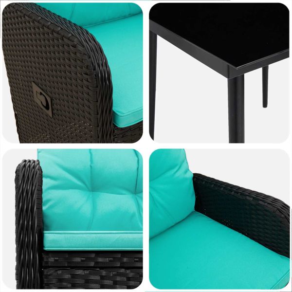 Комплект кафе маси 3 pcs PE ратан и стомана с прахово покритие