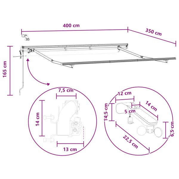 Прибираща се тента Таупе 400 × 350 cm Полиестер