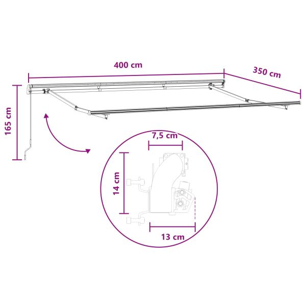 Прибираща се тента Светлосив и бял 400 × 350 cm