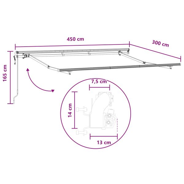 Прибираща се тента Пясък 450 × 300 cm Тъкан и алуминий