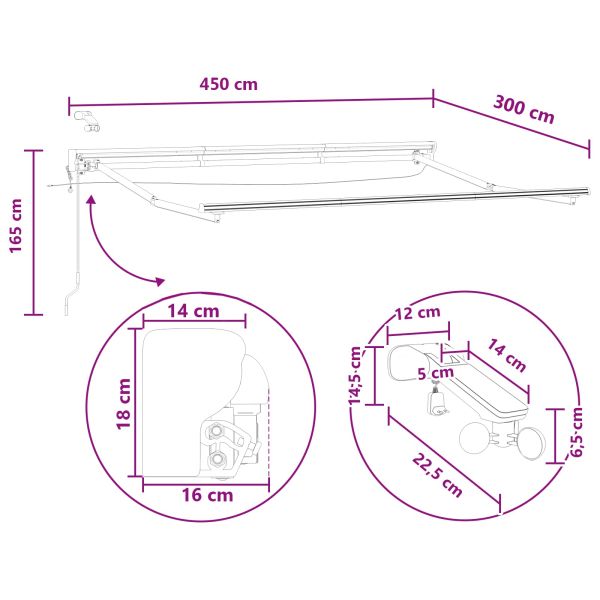 Електрически разтегателен навес Таупе 4,5 × 3 m