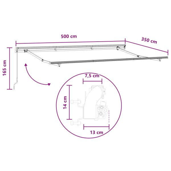 Прибираща се тента Светлосив и бял 500 × 350 cm