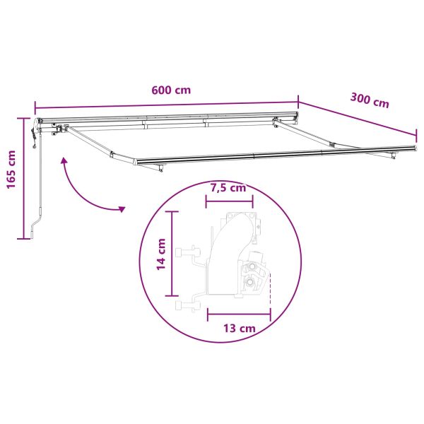 Прибираща се тента Светлосив и бял 600 × 300 cm