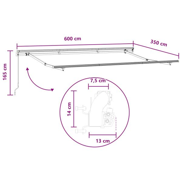 Прибираща се тента Светлосив и бял 600 × 350 cm